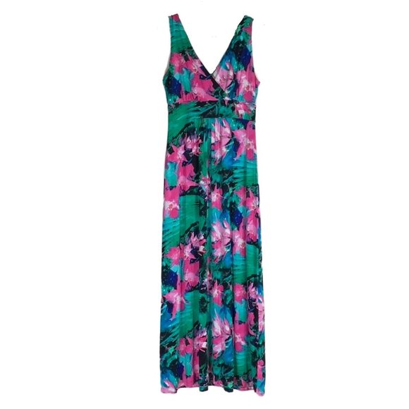 Cynthia Rowley Dresses & Skirts - Cynthia Rowley Green Pink Floral Wrap Maxi Dress L